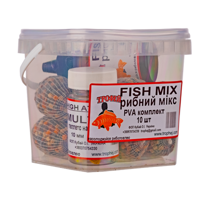 Готові стікі "Fish Mix"+ліквід+насадковий пеллетс 10-15 мм от Трофей рыбалка Готові стікі "Fish Mix"+ліквід+насадковий пеллетс 10-15 мм прикормка приманка