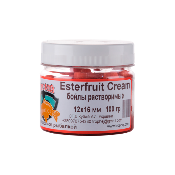 Бойли "Esterfruit cream" 12х16 мм 100 гр High-Attract series від Трофей риболовля Бойли "Esterfruit cream" 12х16 мм 100 гр High-Attract series прикормка приманка