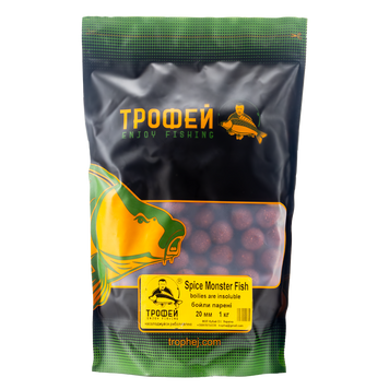 "Spice Monster Fish" 20 мм 1кг- бойли парені прикормочні від Трофей риболовля "Spice Monster Fish" 20 мм 1кг- бойли парені прикормочні прикормка приманка